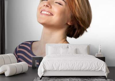 Breathing beautiful smile woman. Relaxation concept Wall mural