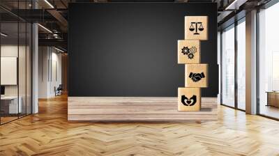 Business concept. Set of wooden cubes Wall mural