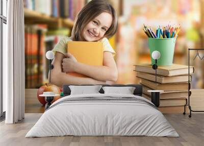 Child kid happy studying closeup funny school Wall mural