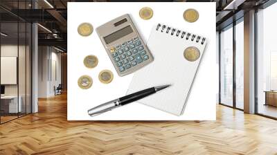 coins and calculator with check for financial concept Wall mural