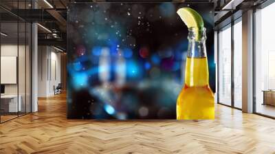 Cold beer with lime on background Wall mural