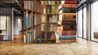 Collection of old books  on background Wall mural