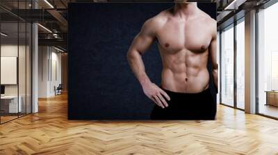 Cropped image of fit muscular body of sportsman Wall mural