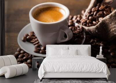 Cup of Coffee and Coffee Beans Wall mural