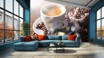 Cup of Coffee and Coffee Beans Wall mural