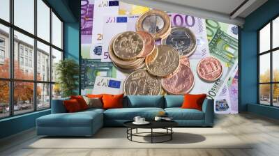 Euro banknote and coins cash money, finance concept. Wall mural