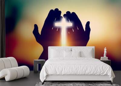 Faith god praying adult background bed belief Wall mural