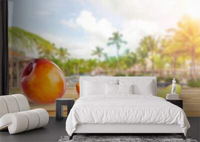 Fresh ripe sweet Peach fruits Wall mural