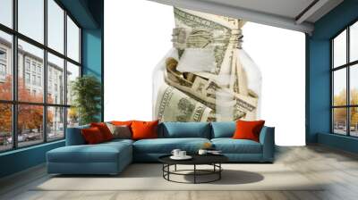 Glass jar for money  on background Wall mural