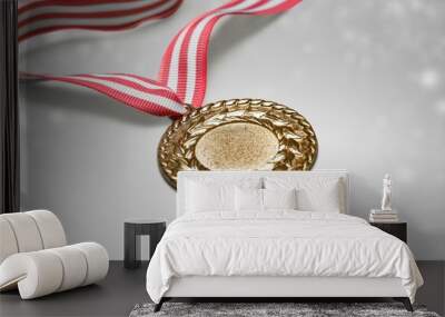 Gold medal with  ribbon  on  background Wall mural