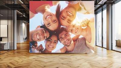 Group of happy young people in circle Wall mural