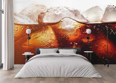 ice cubes in cola beverage, close up Wall mural