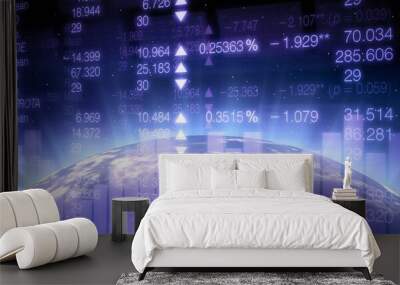 Image of infographic interface and globe space. Wall mural