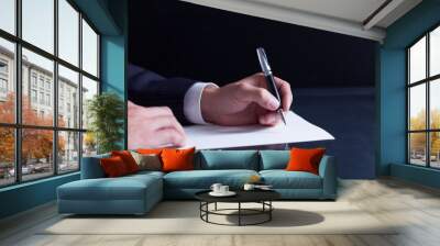 Lawyer. Businessman writing a letter, notes or correspondence or Wall mural