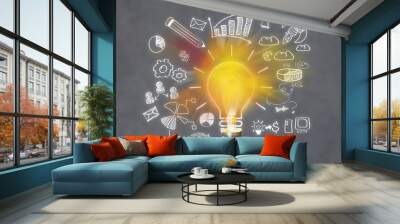 Light bulb banner, marketing concept, business idea. Wall mural