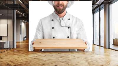 Male chef in uniform ready to cook a new dish Wall mural