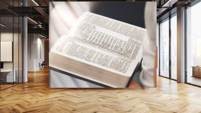 Man praying hold holy bible book Wall mural