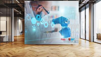 Man researcher carrying out scientific research in a lab Wall mural