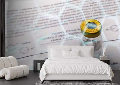 Medicine and biochemistry molecule formula written on white Wall mural