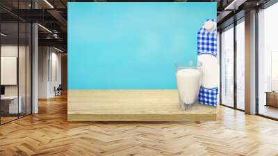 Milk carton package and glass on  background Wall mural