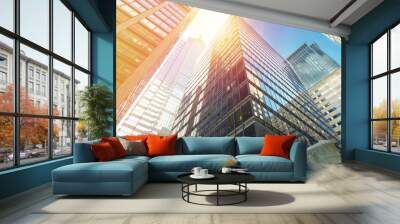 Modern office buildings in city Wall mural