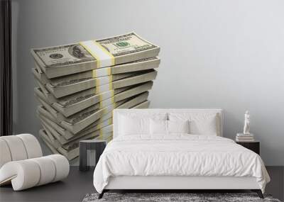 Money dollar bills stack on the desk Wall mural