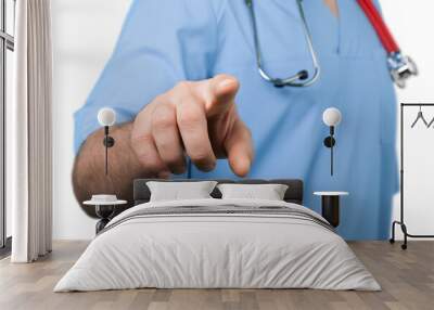 Nurse Pressing an Imaginary Button Wall mural