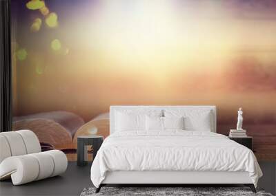 Open Holy bible book on background Wall mural