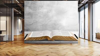 Open vintage christian bible on desk Wall mural