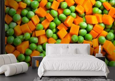 Orange Carrots and Green Peas Wall mural