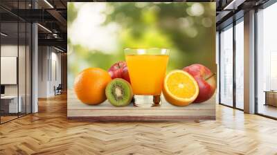 Orange Juice in glass on   background. Wall mural