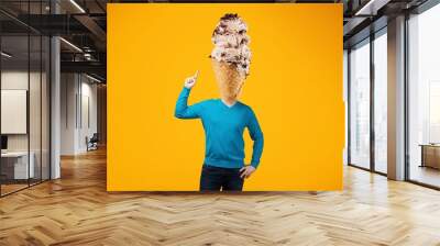 Person with tasty ice-cream instead of head Wall mural