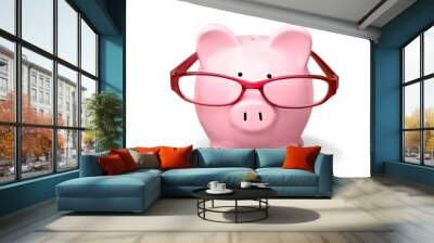 Piggy Bank with Eyeglasses Wall mural