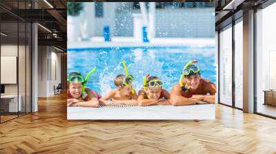 Pool, fun, smiling. Wall mural