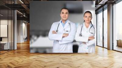 Portrait of doctors team and nurses standing in the hospital. Wall mural