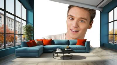 Portrait of Smiling Young Man, Isolated Wall mural