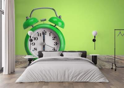 Retro alarm clock on table  background Wall mural