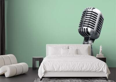 Retro style microphone on background Wall mural