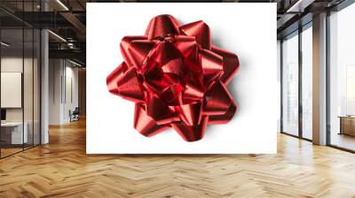 Ribbon bow isolated on white background. Christmas decoration. Wall mural