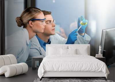 scientist collaboration doctors work with microscope Wall mural