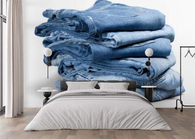 Stack of denim jeans on background Wall mural