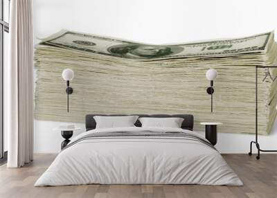 Stack of money on white isolated background Wall mural