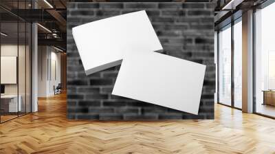 Stack of white empty papers on dark Wall mural