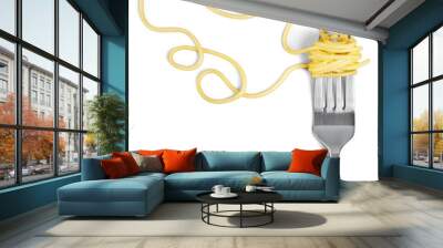 Swirls of cooked spaghetti with fork Wall mural