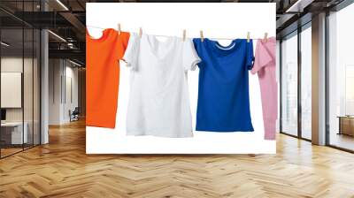 T-Shirts on Clothes Line Wall mural