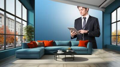 Tablet, businessman, business. Wall mural