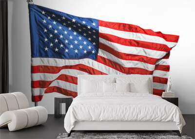 The flag of the United States of America Isolated on white background Wall mural