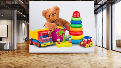 Toys collection isolated on  background Wall mural