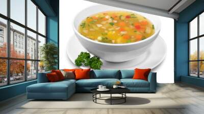 vegetable soup isolated on a white background Wall mural