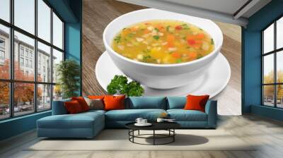 Vegetable soup isolated on a white background Wall mural